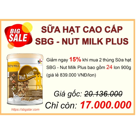 Combo 24 lon Sữa hạt cao cấp SBG - Nut Milk Plus