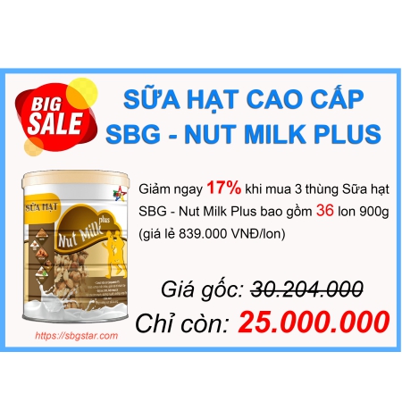 Combo 36 lon Sữa hạt cao cấp SBG - Nut Milk Plus